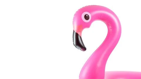 Flamingo icon. Pink pool inflatable flamingo for summer beach isolated on whi Stock Photos