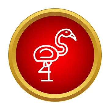 Flamingo icon representing exotic bird on red button vector Stock Illustration