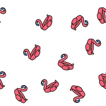 Flamingo inflatable mattress vector seamless pattern 스톡 일러스트