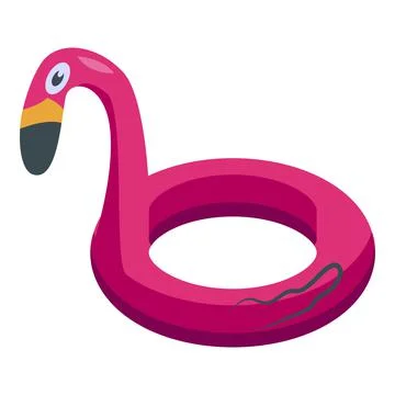 Flamingo inflatable ring icon isometric vector. Pool float ring Stock Illustration