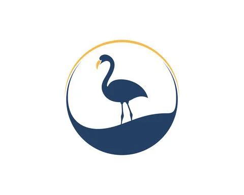 Flamingo inside the circle logo Stock Illustration