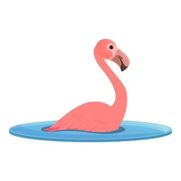 Flamingo in lake icon cartoon vector. Tropical bird Stock Illustration
