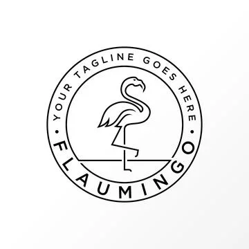 Flamingo logo vector. Vintage circle design abstract concept. Stock Illustration