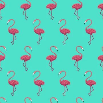 Flamingo Mint Seamless Pattern Stock Illustration