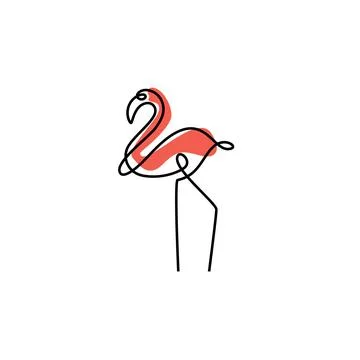 Flamingo Monoline Art Stock Illustration