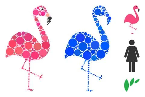Flamingo Mosaic Icon of Spheric Items Illustrazione stock