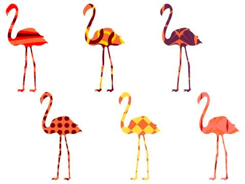 Flamingo pattern. Flamingo isolated. Set of vector illustrations. Stockillustratie