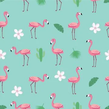 Flamingo pattern - trendy seamless pattern in flat style with flamingos Stock Illustration