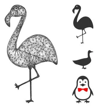 Flamingo Polygonal Web Vector Mesh Illustration Illustrazione stock