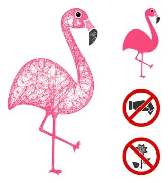 Flamingo Polygonal Web Vector Mesh Illustration Illustrazione stock