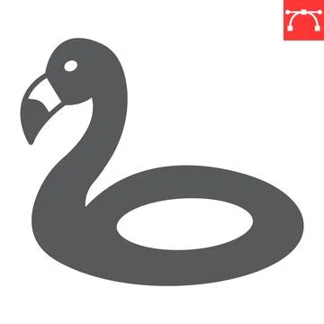 Flamingo pool float glyph icon Illustrazione stock