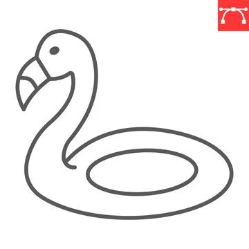 Flamingo pool float line icon Illustrazione stock