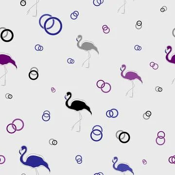 Flamingo seamless pattern with circles. Stock Illustration