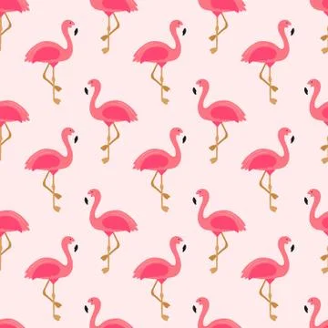 Flamingo seamless pattern. Exotic Hawaii art design for fabric, textile, deco Stock Illustration