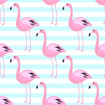 Flamingo seamless pattern. Pink exotic bird background Stock Illustration