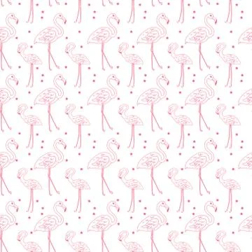 Flamingo seamless pattern vector illustration. Cute Flamingo with pink hearts Stock Illustration
