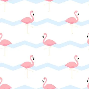 Flamingo seamless pattern vector illustration white background. イラスト素材