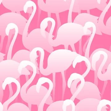 Flamingo seamless pattern. Vector tropical exotic texture. Hand drawn birds Illustrazione stock