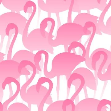 Flamingo seamless pattern. Vector tropical exotic texture. Hand drawn birds Illustrazione stock