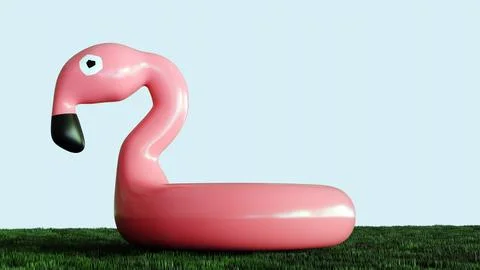 A Flamingo-shape float on the grass Stockillustratie