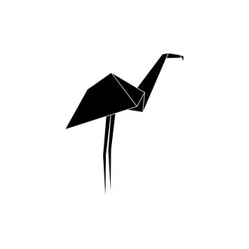 Flamingo Shape Inspired by Origami Form Stock Illustration