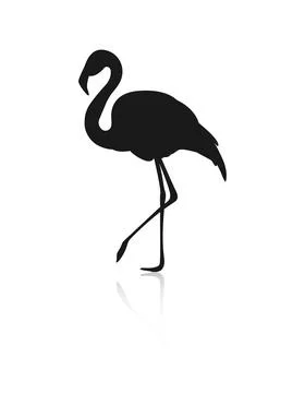 Flamingo silhouette with reflection. Stock Illustration