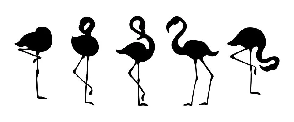 Flamingo silhouettes set Stock Illustration