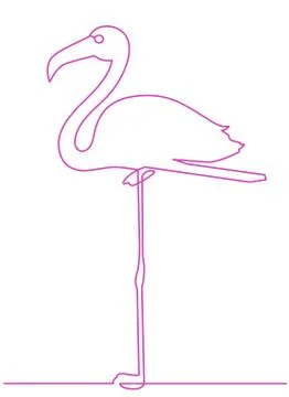 Flamingo staying on one leg continuous line drawing element isolated on white Stock Illustration