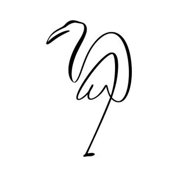 Flamingo staying on one leg continuous line logo. Vector illustration of bird Stock-Illustration