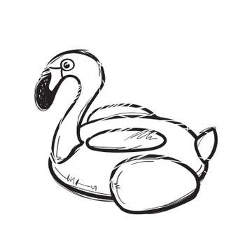 Flamingo swim ring. Pool float. Inflatable flamingo. Swimming circle. Life buoy Stock Illustration
