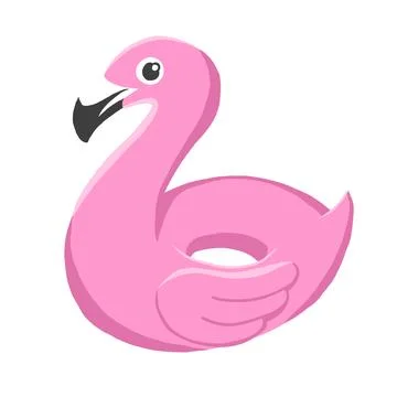 Flamingo swimming ring. Inflatable rubber in cartoon style. Stock Illustration