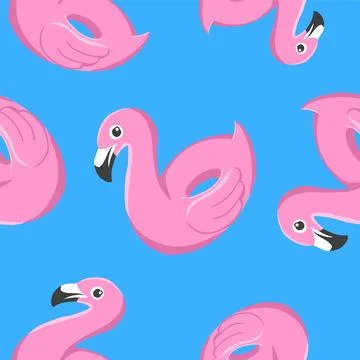 Flamingo swimming ring. Inflatable rubber in cartoon style. Stock Illustration