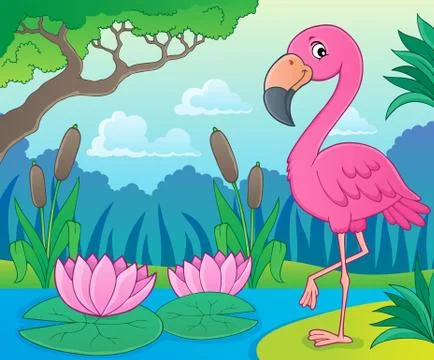 Flamingo topic image Illustrazione stock