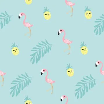 Flamingo tropical seamless pattern Stockillustratie