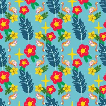 Flamingo tropical vector pattern design background Stock Illustration