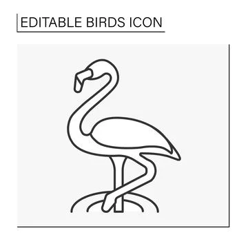 Flamingos line icon イラスト素材