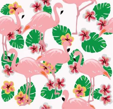 Flamingos Seamless Background Stock Illustration