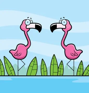 Flamingos Water Stock Illustration