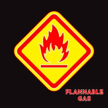 Flammable attention vector sign sticker Stock Illustration