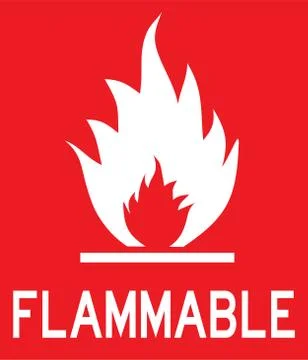 Flammable beware sign. Danger warning symbol. White on Red. Stock Illustration