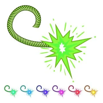 Flammable dynamite fuse cartoon vector graphic 库存插图