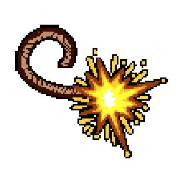 Flammable dynamite fuse pixel art vector illustration Stock Illustration