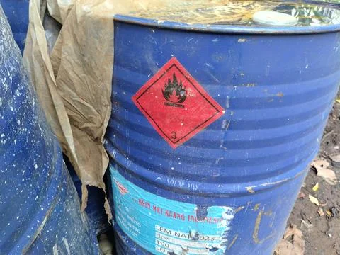 Flammable fire symbol on drum. Фото