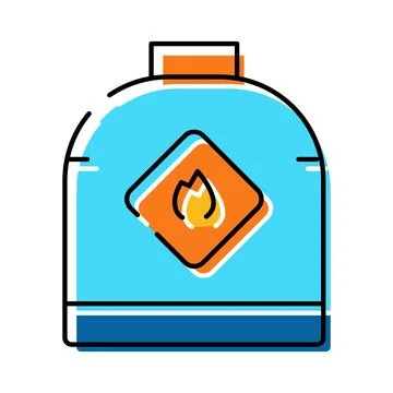 Flammable gas cylinder icon with fire warning label Stock Illustration
