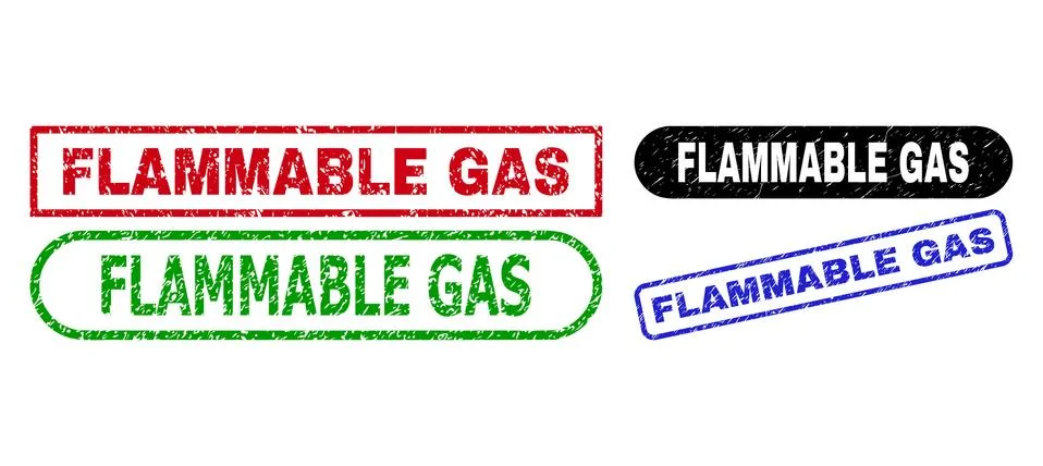 FLAMMABLE GAS Rectangle Watermarks Using Unclean Surface Stock Illustration