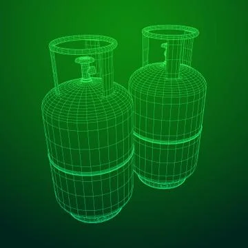 Flammable gas tank wireframe Stock Illustration