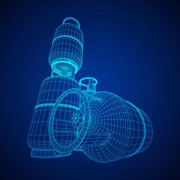 Flammable gas tank wireframe Illustrazione stock