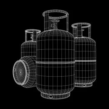 Flammable gas tank wireframe Stock Illustration