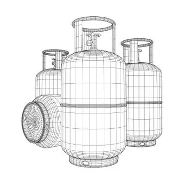 Flammable gas tank wireframe Stock Illustration