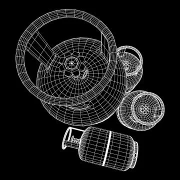 Flammable gas tank wireframe Stock Illustration